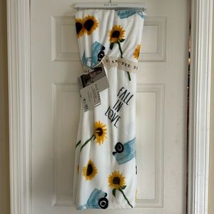 Rae Dunn sunflower plush throw
